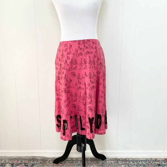 Vintage Pink Black Novelty Print Skirt Shop Till You Drop Sheer Spellout Size S - Picture 4 of 16